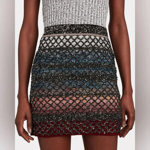 Missoni Mini Skirt Wool Metallic Lattice Knit Rare Fall Stretchy Small 40